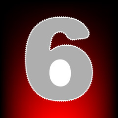 Number 6 sign design template element. Postage stamp or old photo style on red-black gradient background.
