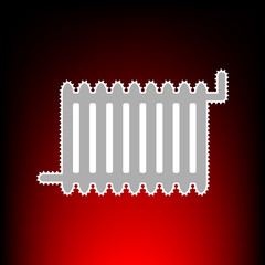 Radiator sign. Postage stamp or old photo style on red-black gradient background.