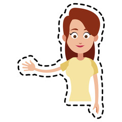 happy woman waving hand cartoon icon image vector illustration design 