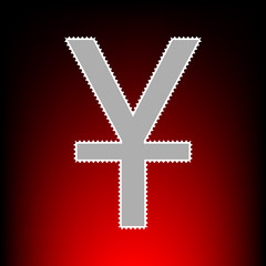 Obraz premium Chinese Yuan sign. Postage stamp or old photo style on red-black gradient background.