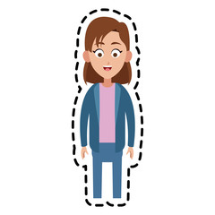happy girl kid or child with short brown hair icon image vector illustration design 