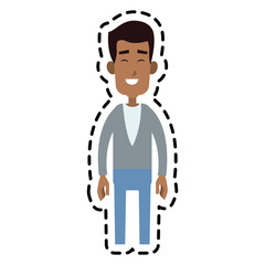 handsome happy dark skin man cartoon icon image vector illustration design 