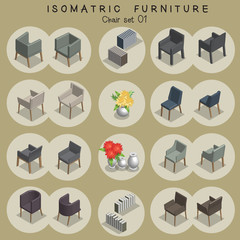 Fototapeta na wymiar Isometric chair furniture set