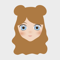 japanese girl face cartoon icon over white background. colorful design. vector illustration