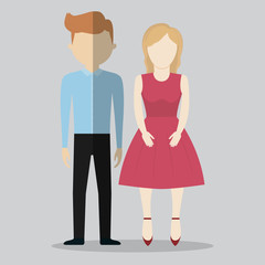 young couple wearing casual clothes colorful design. vector illustration