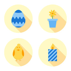 Easter flat icons set