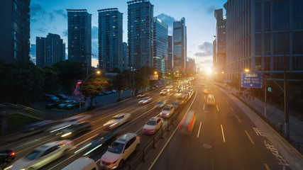 Obraz premium Shanghai, China, urban road traffic