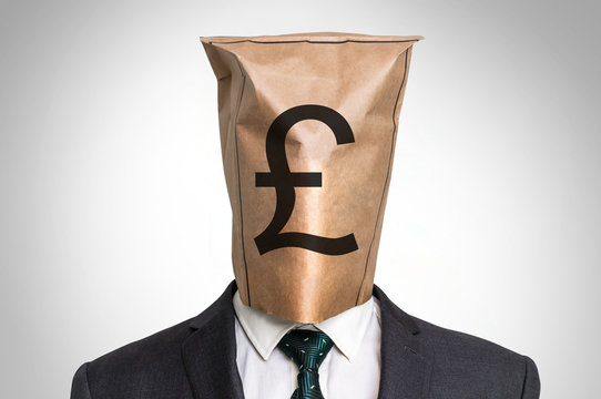 Businessman with a bag on the head - with pound sign