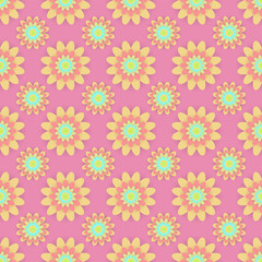 Abstract seamless pattern with colored flowers. Paper flowers background. Vector illustration.