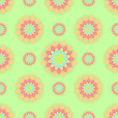 Fototapeta na wymiar Abstract seamless pattern with colored flowers. Paper flowers background. Vector illustration.