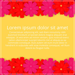 Greeting card with colored flowers. Floral Invitation. Spring is coming. Vector illustration.