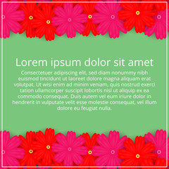 Greeting card with colored flowers. Floral Invitation. Spring is coming. Vector illustration.