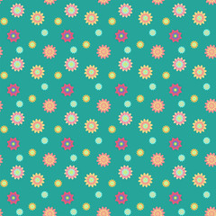 Abstract seamless pattern with colored flowers. Paper flowers background. Vector illustration.