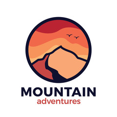 Mountain outdoor adventure logo concept. Vector design for camping, hiking and other outdoor activities