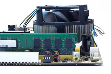 Computer motherboard isolated. Technology