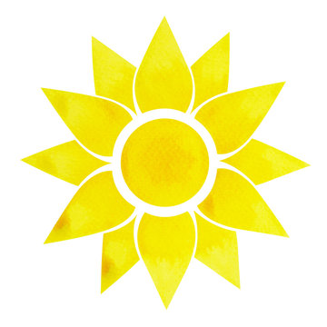 solar plexus chakra symbol concept, flower floral, watercolor painting color hand drawn icon logo, illustration design sign