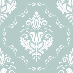 Classic seamless vector light blue and white pattern. Traditional orient ornament. Classic vintage background