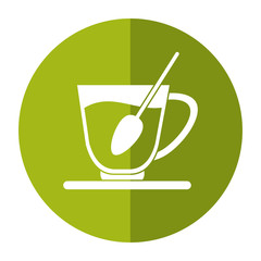 coffee cup spoon plate shadow vector illustration eps 10