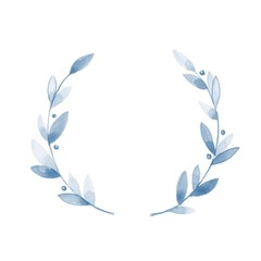 Watercolor floral wreath. Hand drawn element for design. Round frame