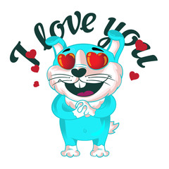 Easter Bunny in love. Cartoon character. Vector illustration.