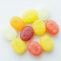 Close-up colorful hard candies isolated 