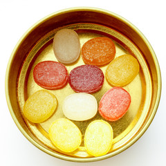 Close-up colorful hard candies isolated 