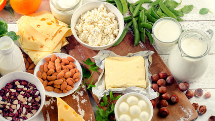 Foods rich in calcium. Healthy diet food.