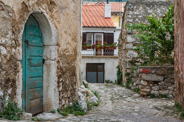Fototapeta na wymiar Street in the old part of small Bakar town, Croatia