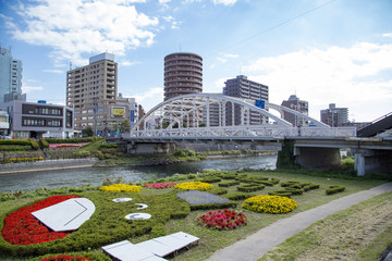 盛岡 木伏緑地から見た開運橋
