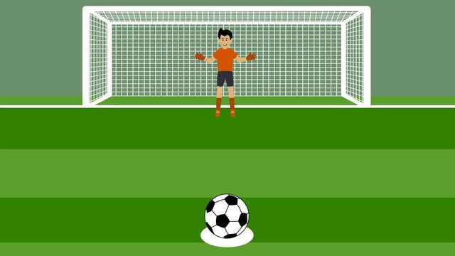 shot of several penalty kicks with goalkeeper in football