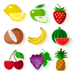 Colorful fruit set on black background