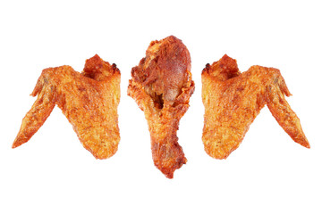 deep fry chicken wings and thigh isolated on white © eNJoy Istyle