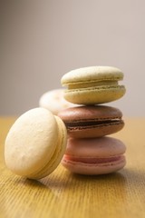 Fototapeta na wymiar Sweet and colourful french macaroons or Dessert.