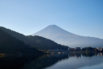 Mount fuji and sky at kawaguchiko lake japan