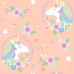 Cute seamless pattern with unicorn