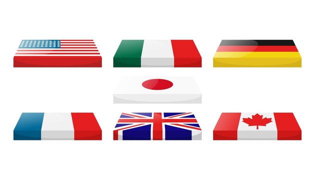 Big seven perspective icons isolated vector
