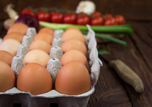 Chicken eggs in carton