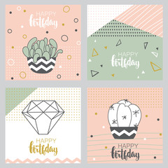 Set of birthday greeting cards