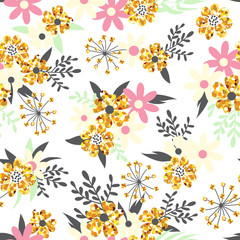 Seamless background with abstract flowers with sparkles