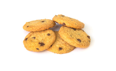 Chocolate chip cookie isolated on white background.