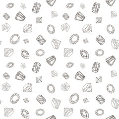 vector crystal diamond black and white hand drawn seamless background