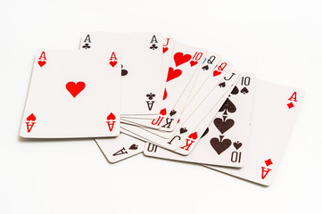 Playing cards isolated on white background