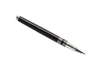 Black metal pen isolated on white background.