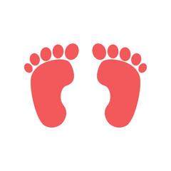 baby footprint pink color isolated vector