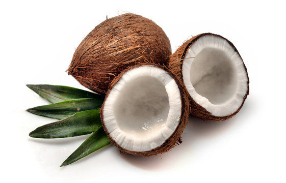 Coconut with leaves