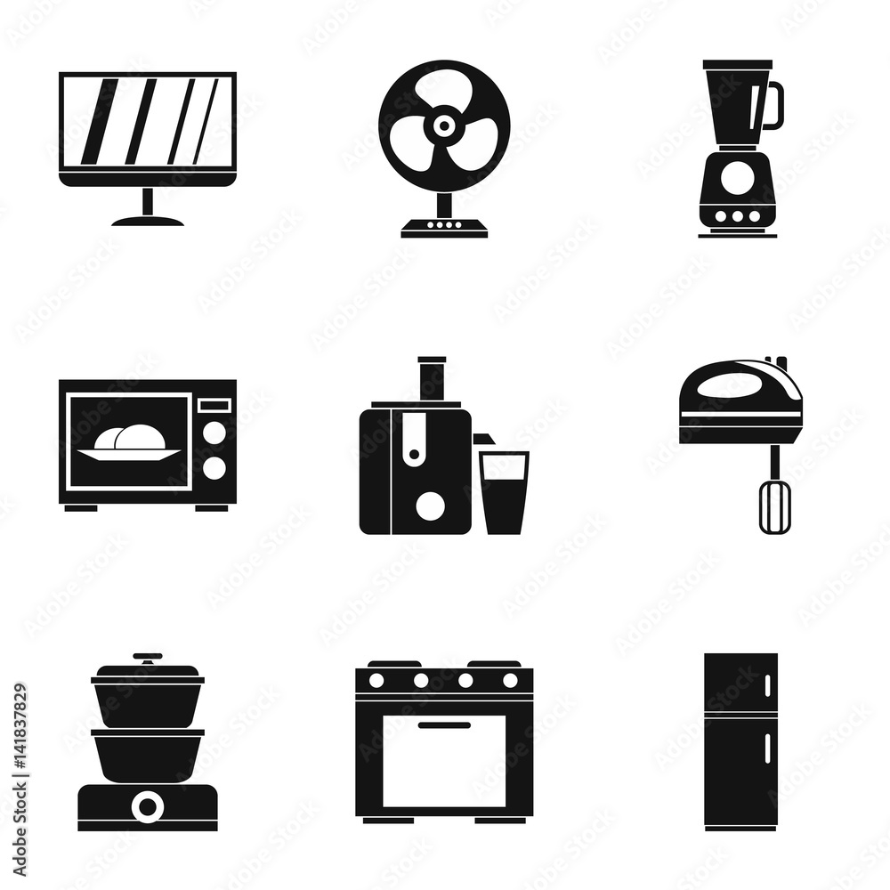 Poster technique icons set, simple style