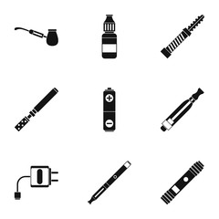 Electronic cigarette icons set, simple style
