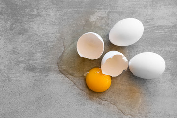 White eggs on a concrete table