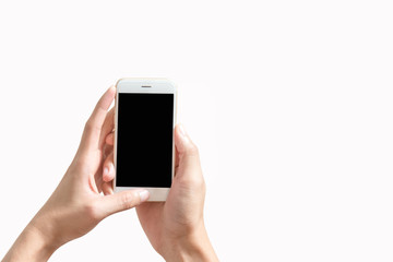 hand holding using mobile phone.Man using smart phone.