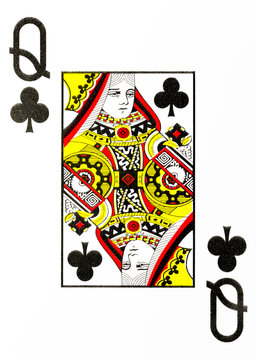 large index playing card queen of clubs